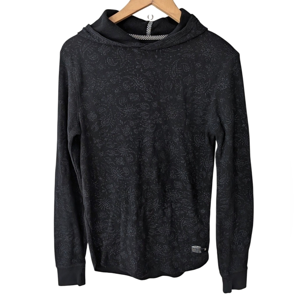 Vans Black Patterned Men's Hoodie Sweater Cotton Casual Size S